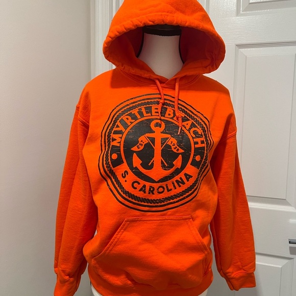 Gildan Orange Hoodie with Black Anchor Design - Picture 10 of 12